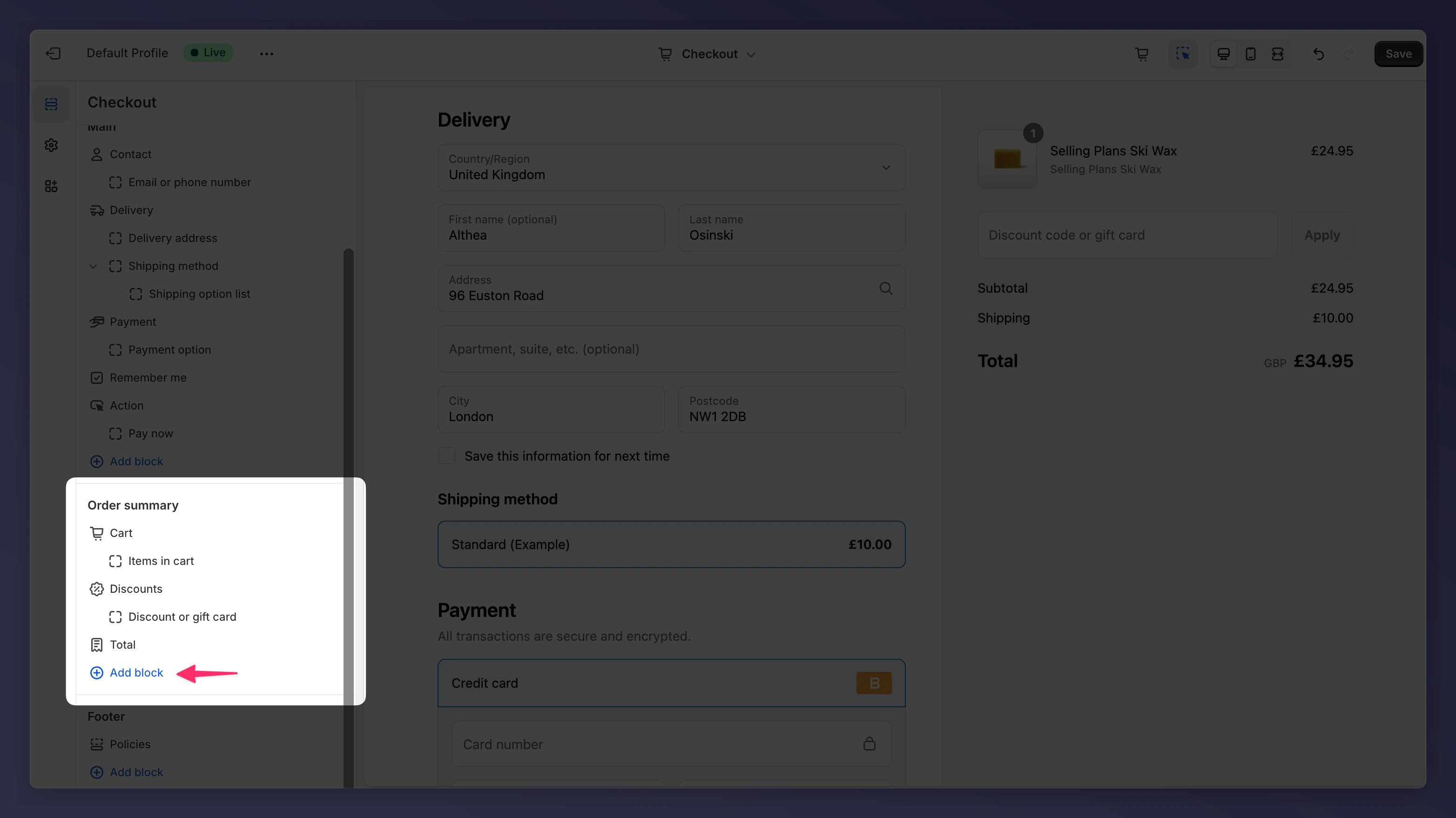 Adding Mention Me Checkout Journey block to Order Summary