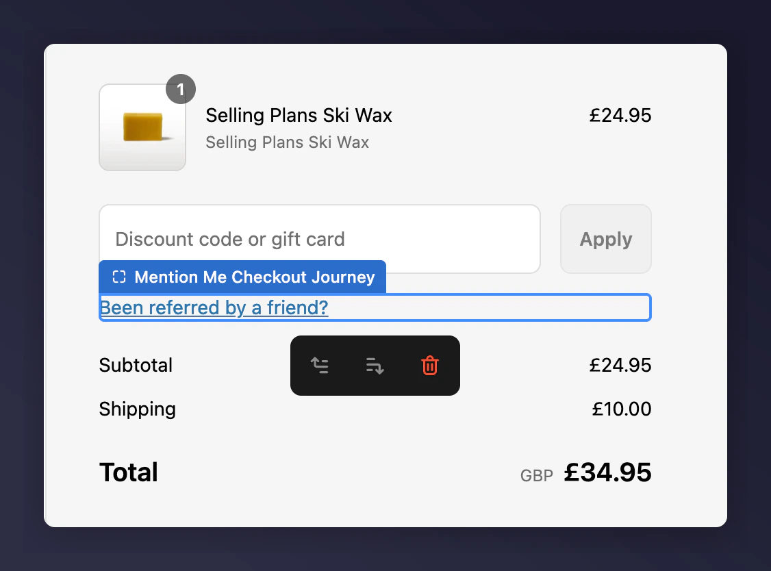Mention Me field appearing under discount box in checkout