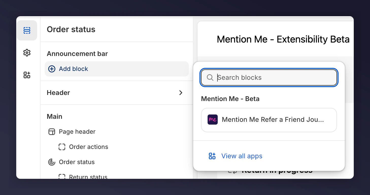 Adding Mention Me announcement to Order Status page