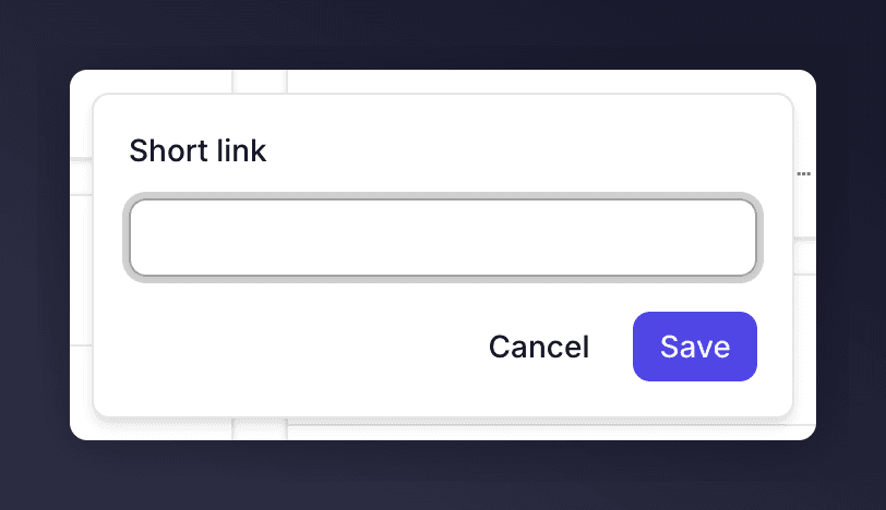 Inline form editing only the suffix of the short link, with a Save button
