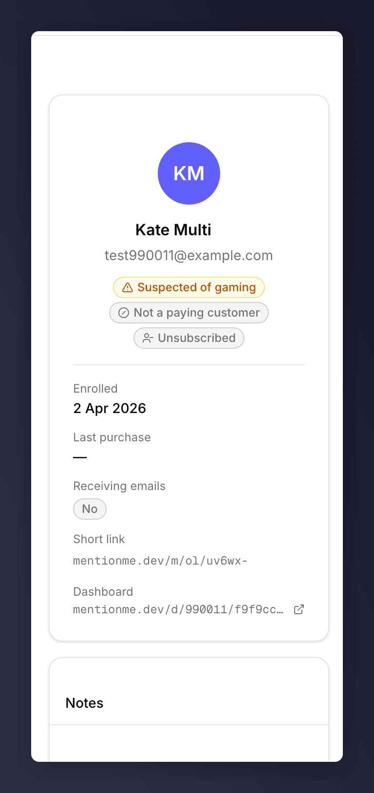 Side panel showing Receiving emails: No