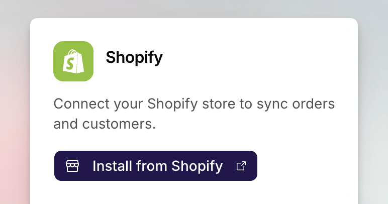 The Shopify card with an Install from Shopify
button