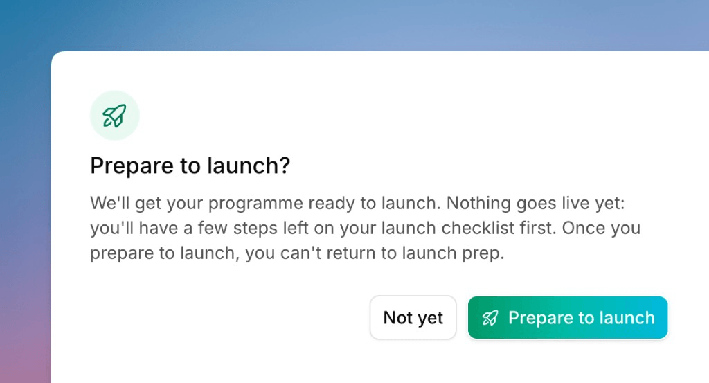 The Prepare to launch confirmation dialog