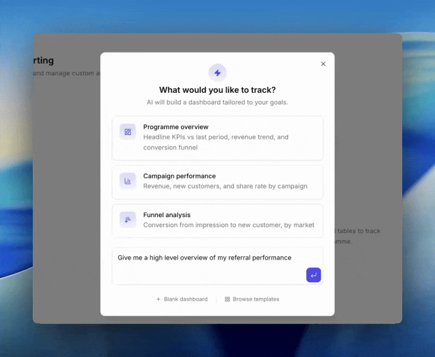 AI Dashboard Builder end-to-end