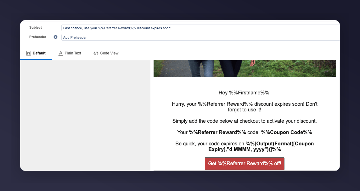 Referrer coupon reminder example email 3