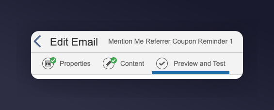 Preview and Test tab for referrer emails