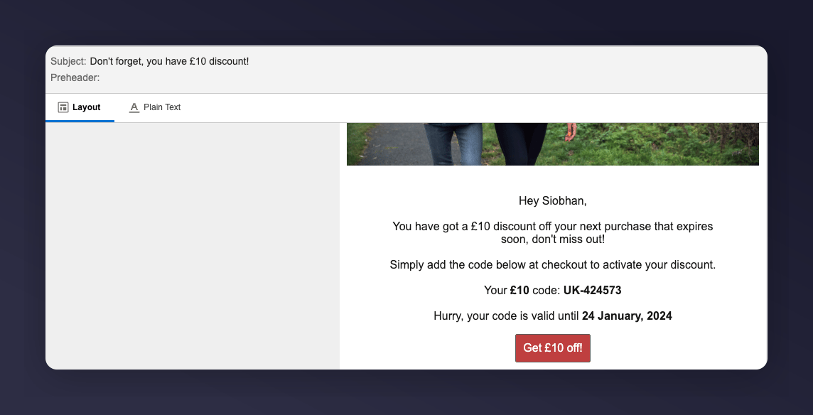 Referrer reminder 2 preview with populated fields
