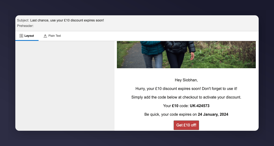 Referrer reminder 3 preview with populated fields