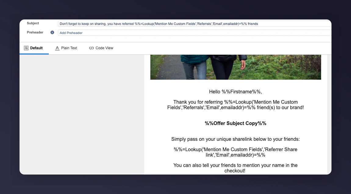Share again example reminder email 2