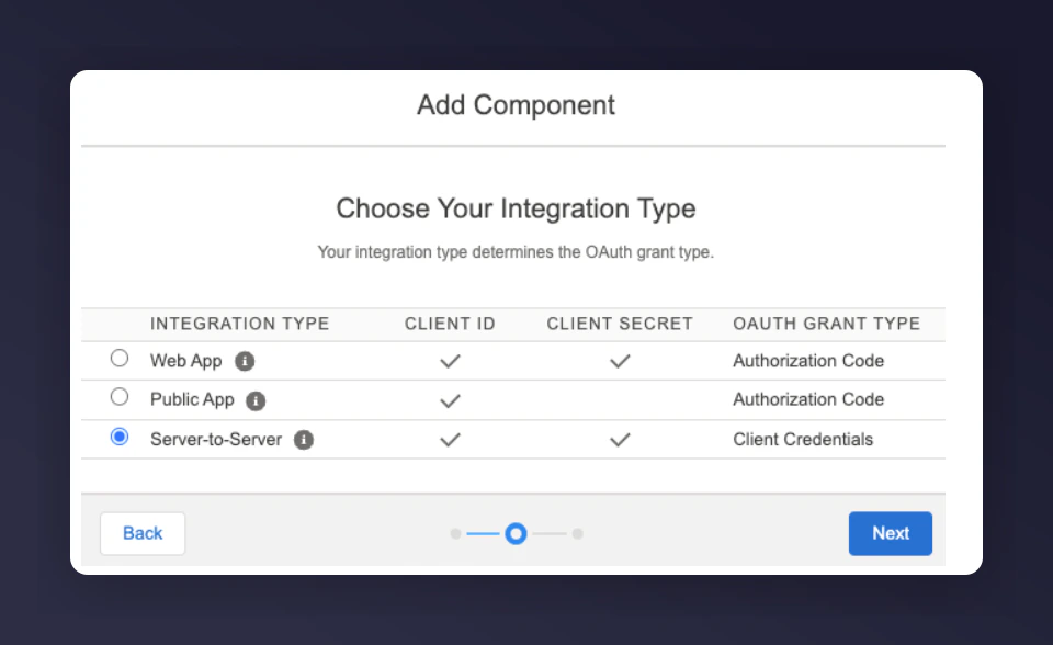 Setting Server-to-Server integration type