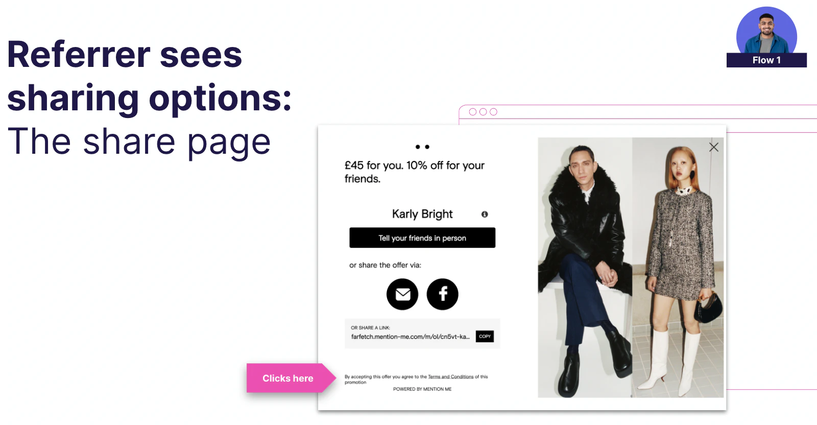 Sharing options including email, link, and social channels