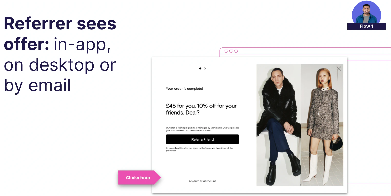 The referral offer appears on the order confirmation page