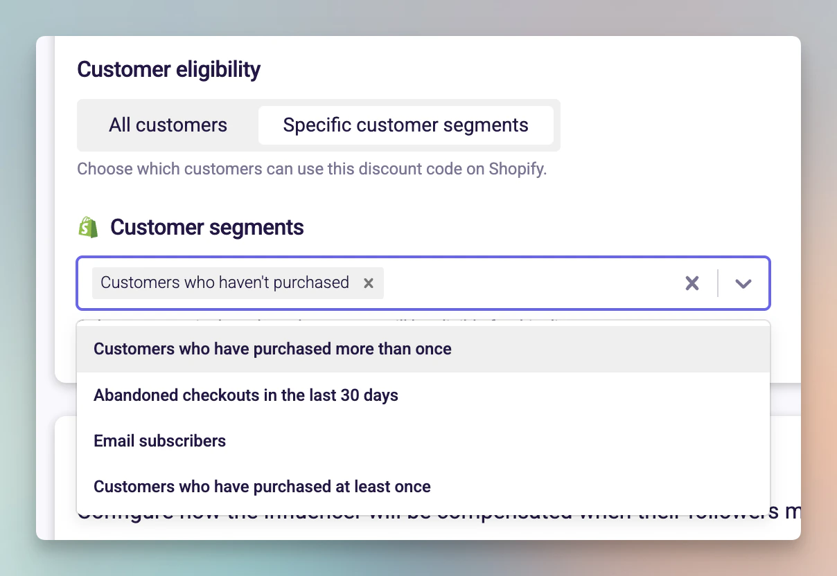 Customer eligibility settings in collaboration wizard