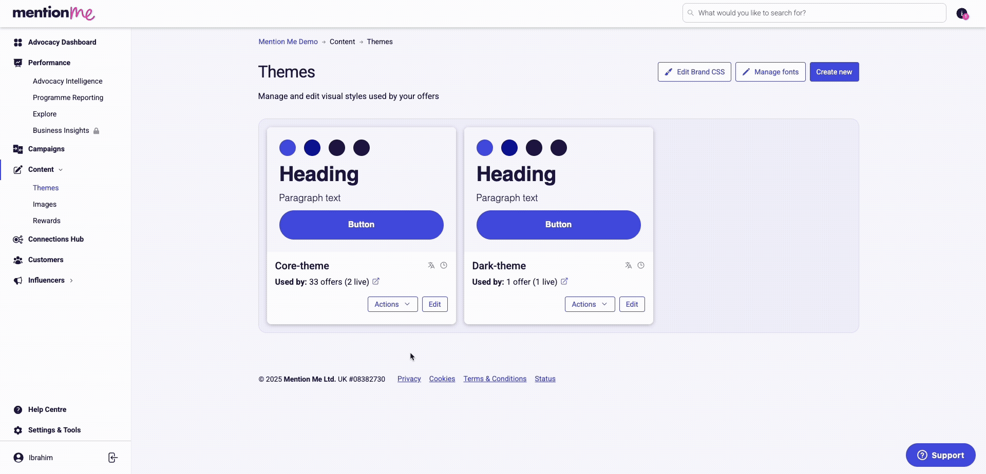Assigning a theme to multiple offers at once