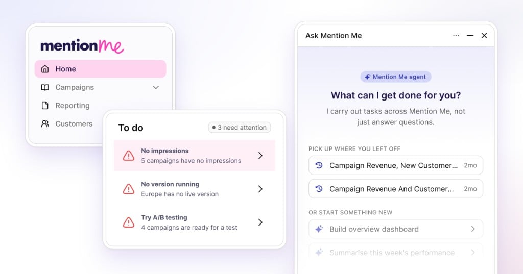Home, the to-do list and Ask Mention
Me