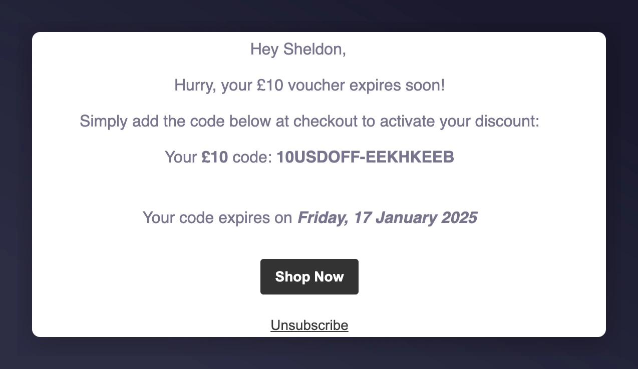 Referrer preview email with populated data