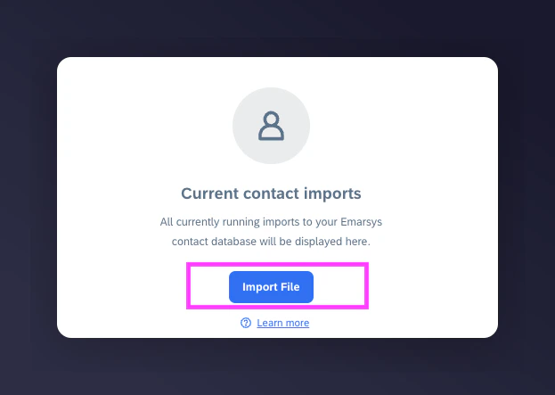 Import File button in Emarsys