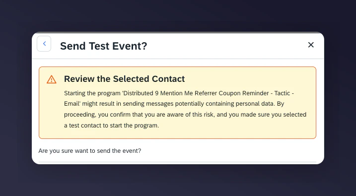 Send Event summary confirmation in Emarsys