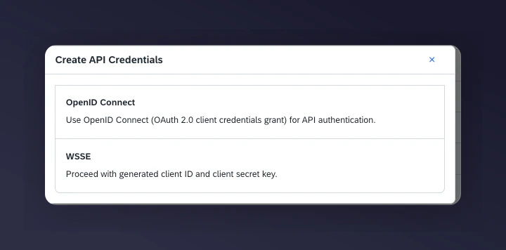 Selecting WSSE authentication type