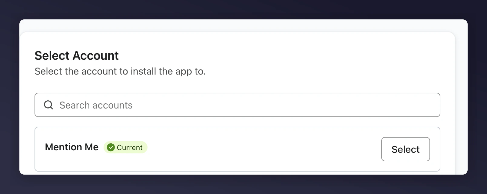 Klaviyo account selection for Mention Me integration
