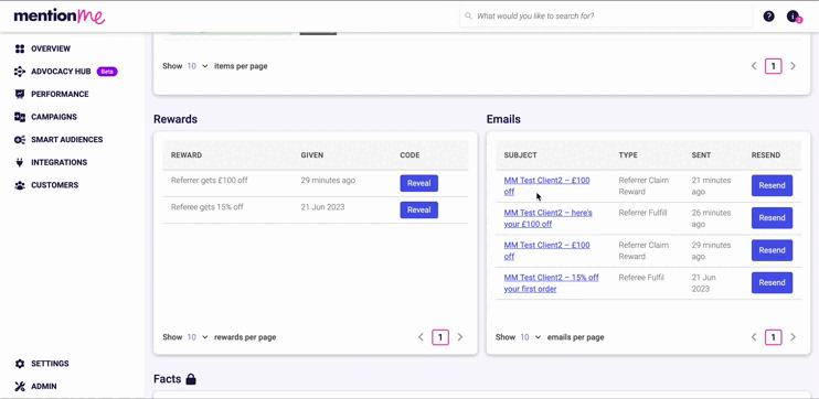 GIF showing CTA click through to reward code screen