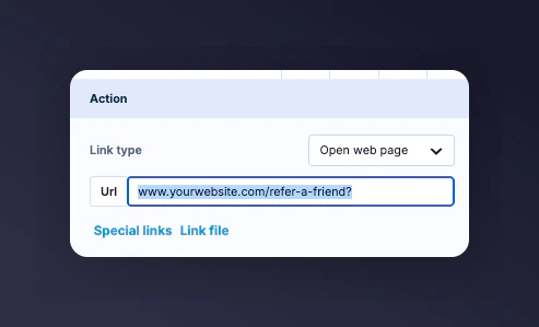 Adding the referral landing page URL to the CTA