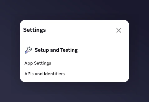 Braze Settings menu navigating to APIs and Identifiers