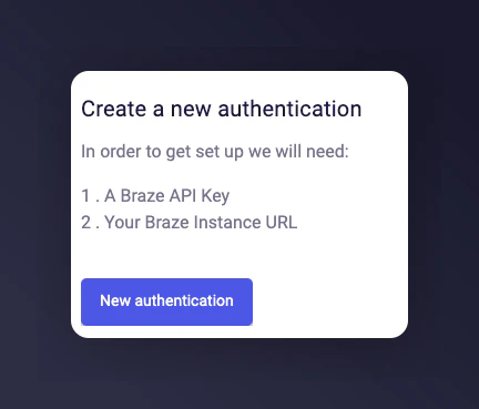 Mention Me New Authentication button for Braze
