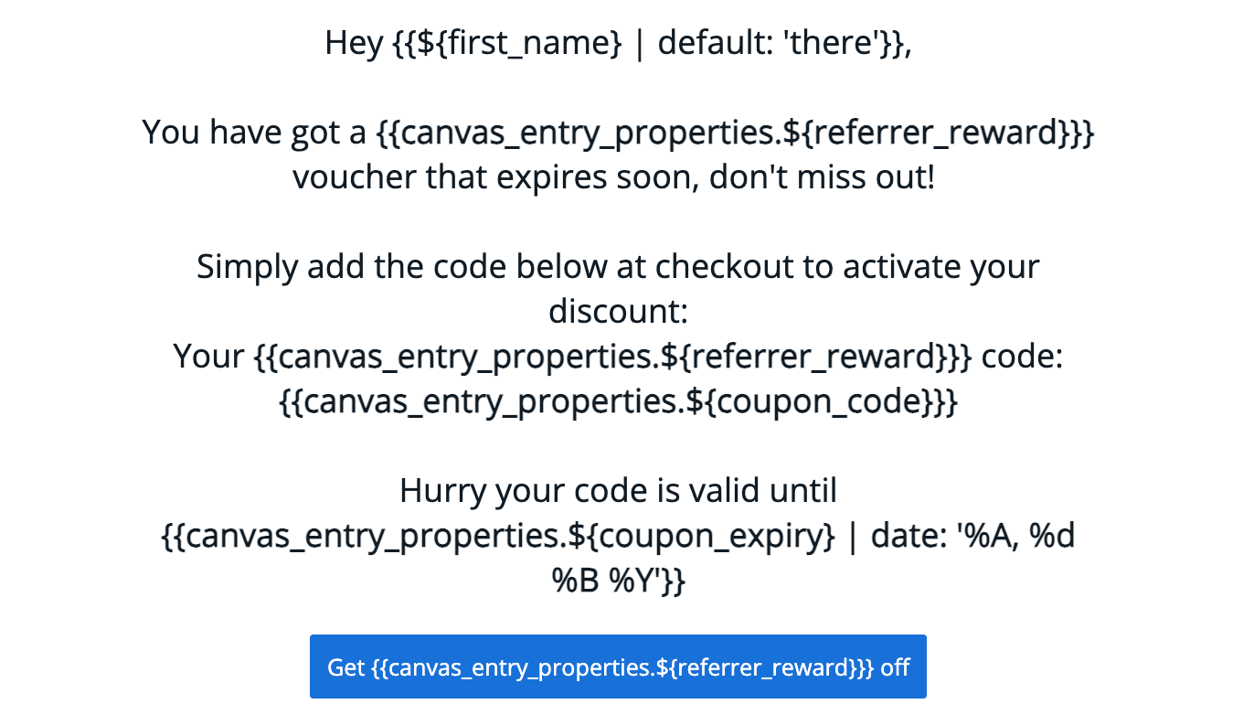 Referrer coupon reminder email template example 2