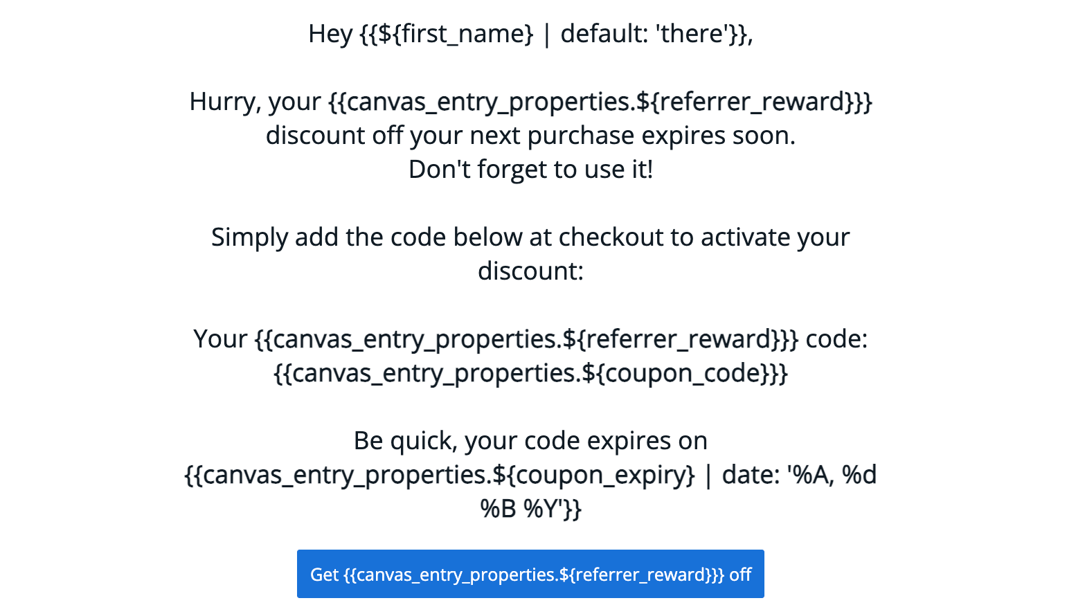 Referrer coupon reminder email template example 3