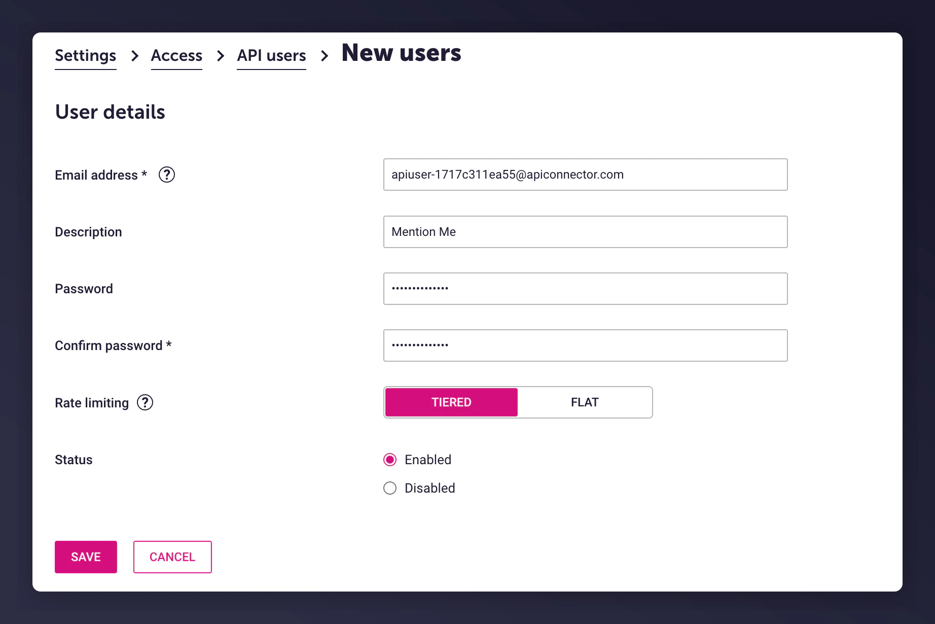 Creating a new API user in Dotdigital