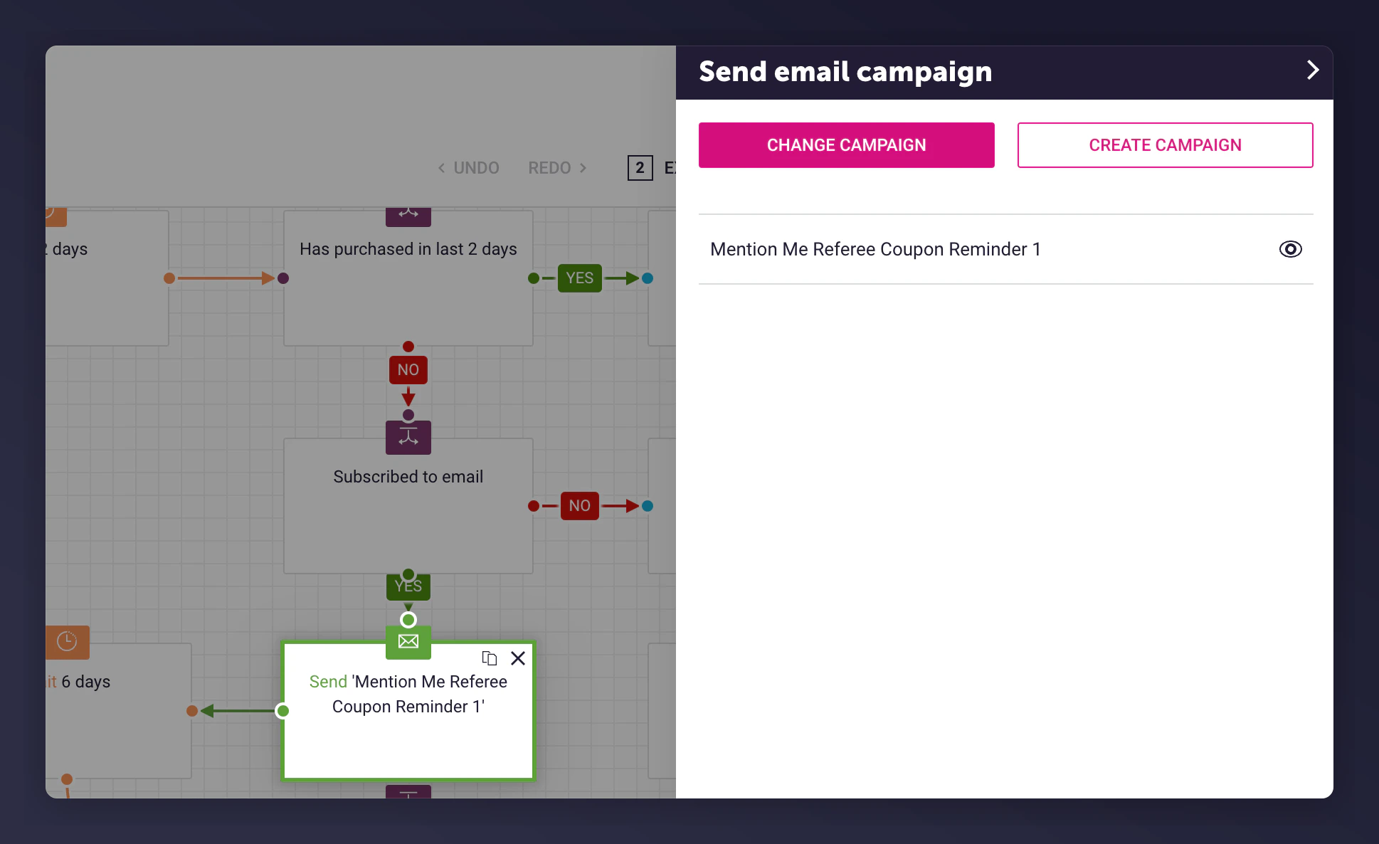 Selecting pre-configured triggered email campaign