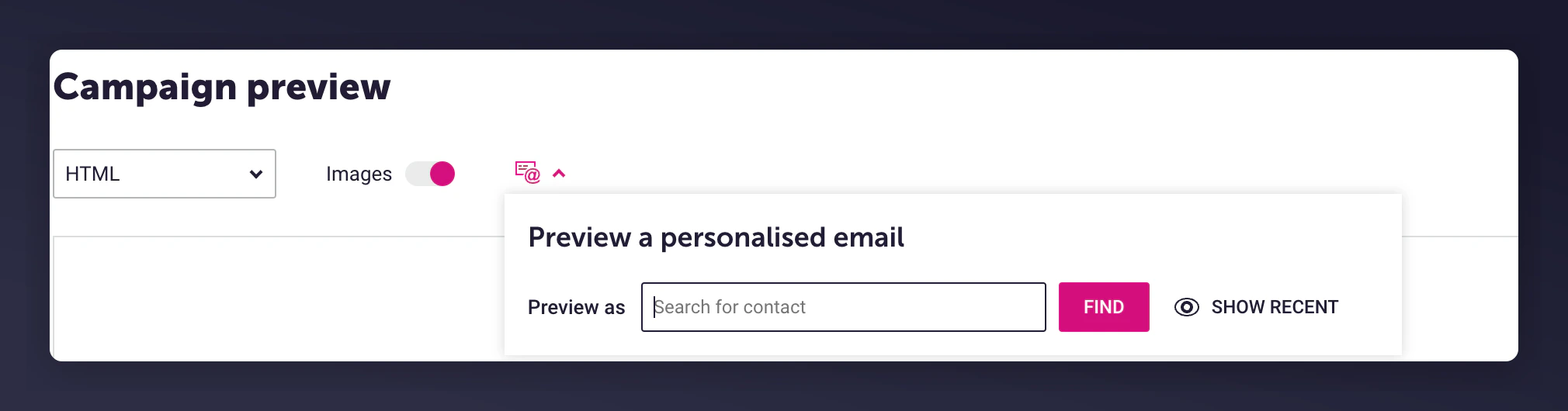 Referrer preview button in email editor