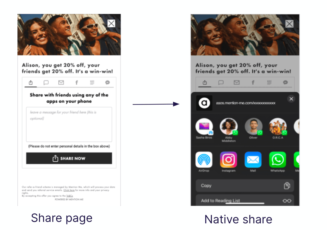 Native Share workflow and UI display on iOS