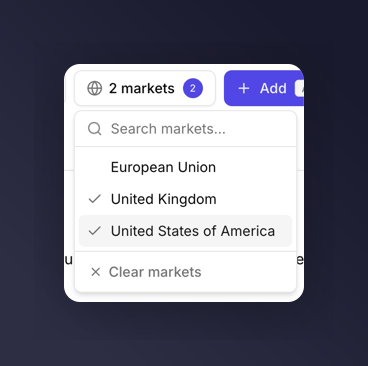 Market multi-select