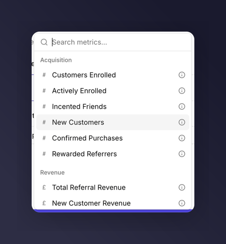 Metric picker with the six categories