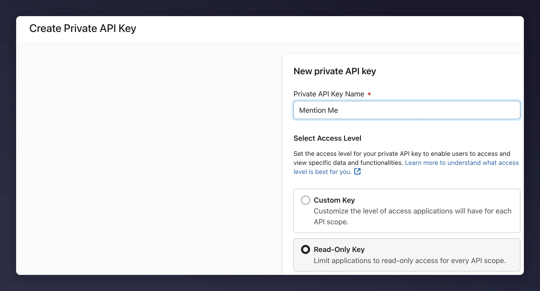 Creating a Private API Key with Read-Only permissions in Klaviyo