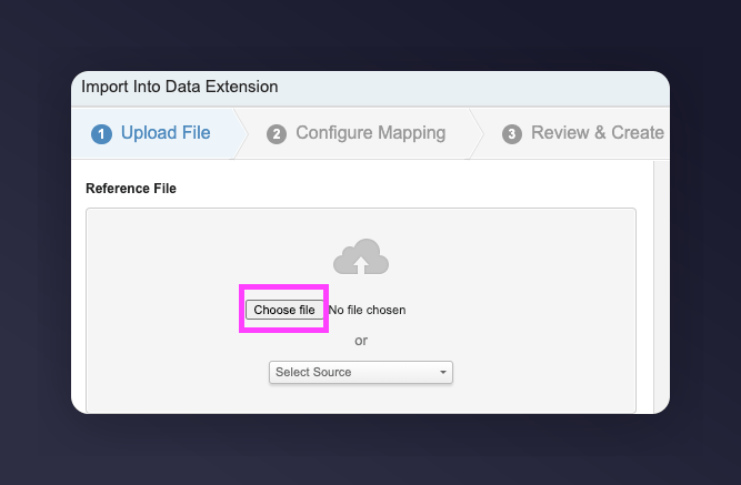 Choose File to upload CSV