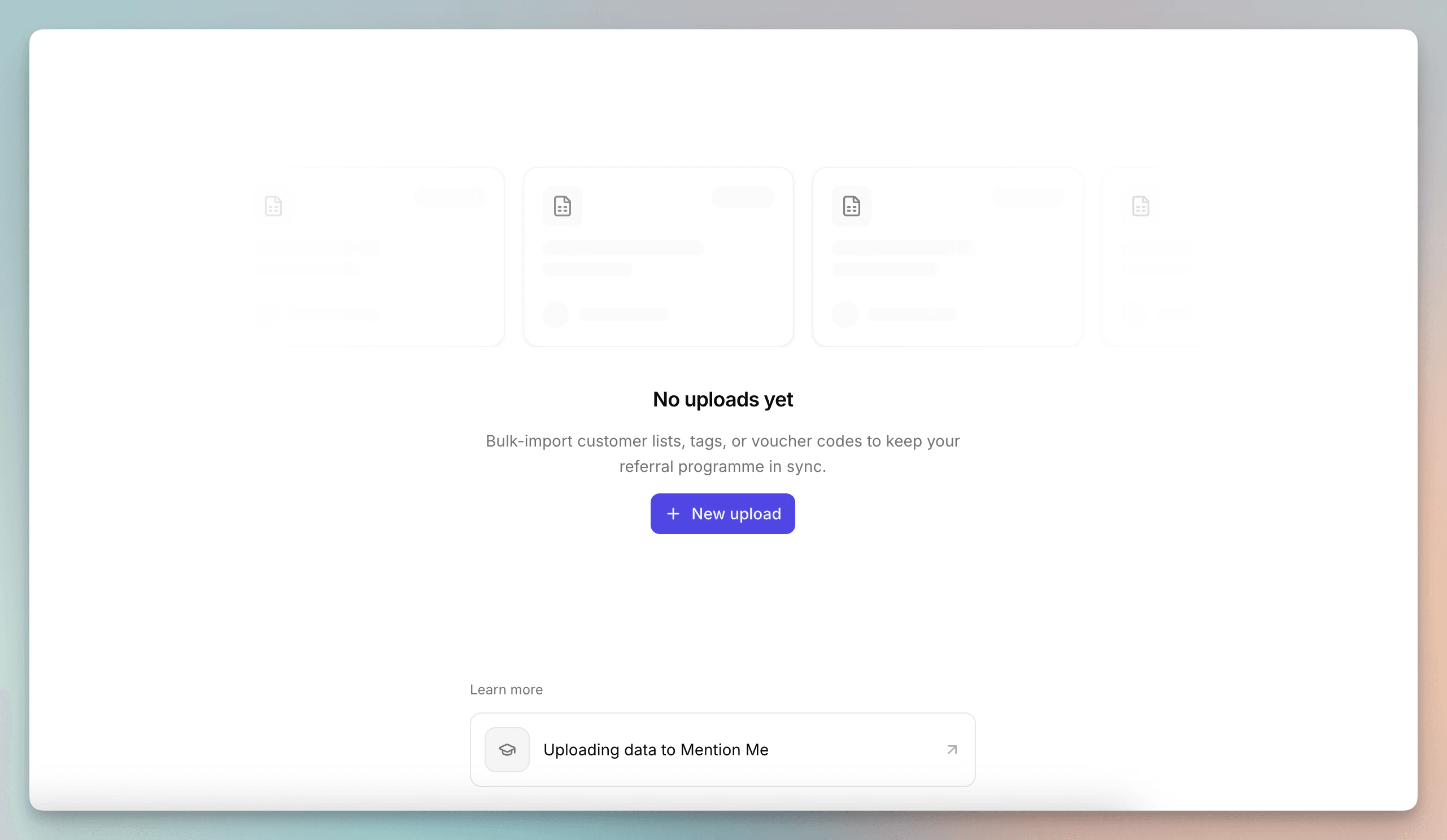 Uploads page in its empty state