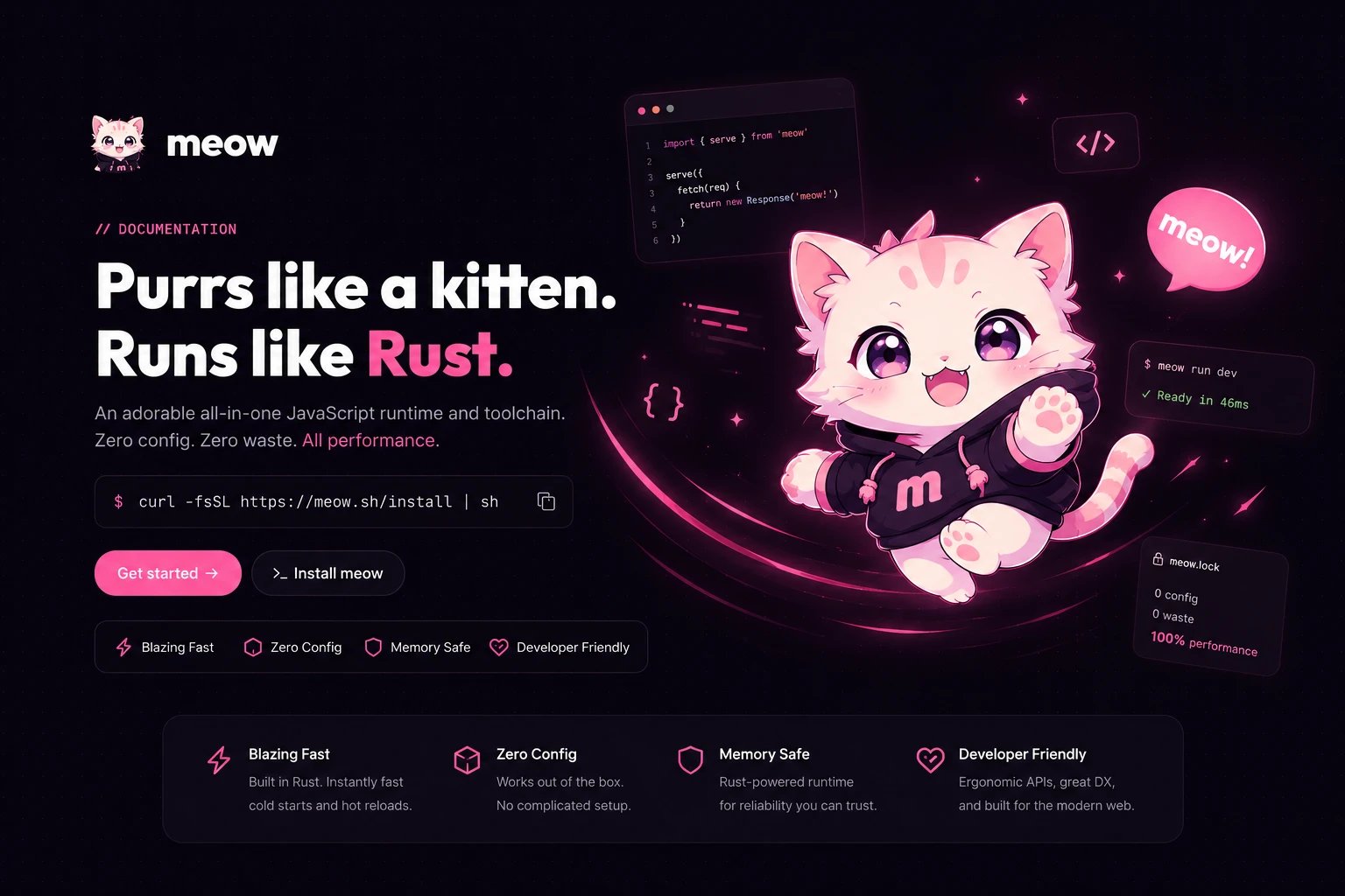 meow — purrs like a kitten, runs like Rust