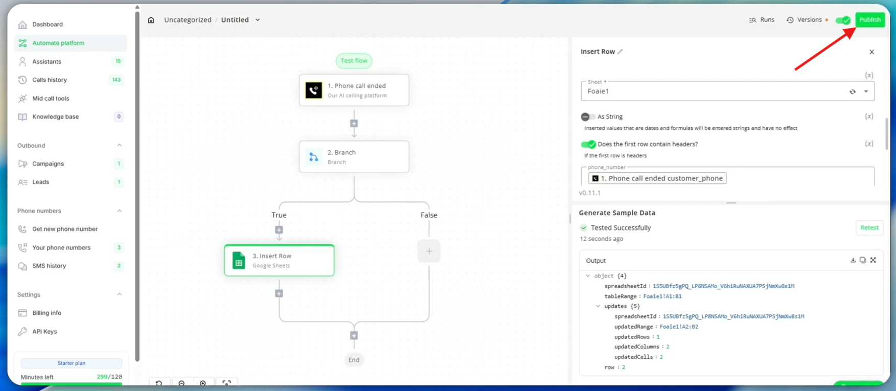 Publishing the automation