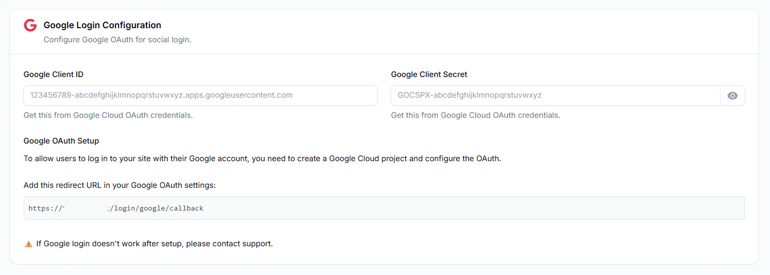 White Label Google Configuration