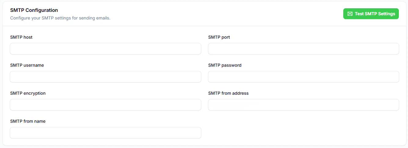 SMTP Email Settings