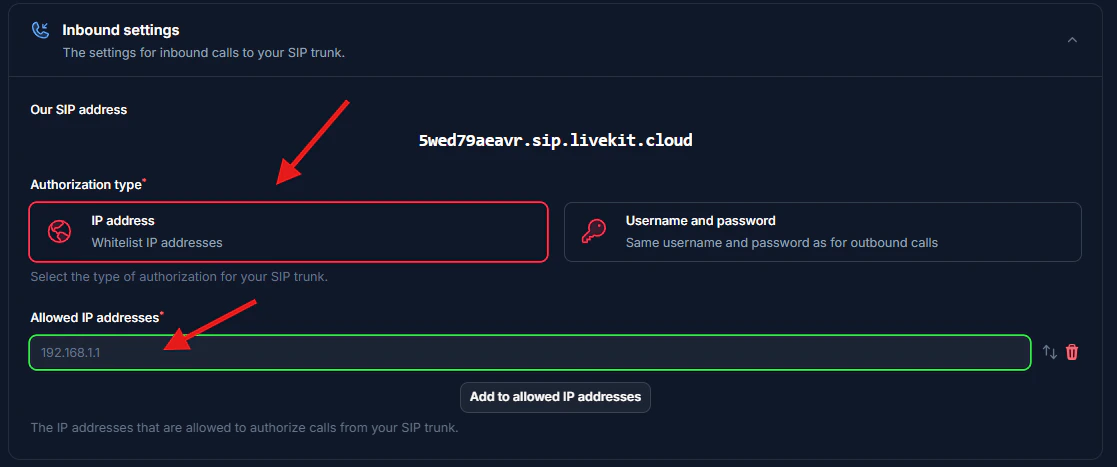 Twillio Autocalls Credentials IP Type
