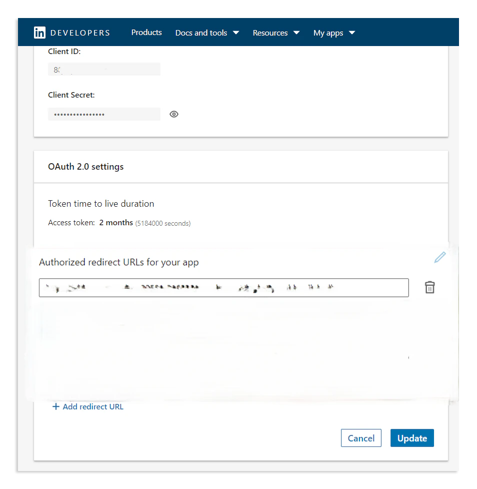 LinkedIn Redirect URI
