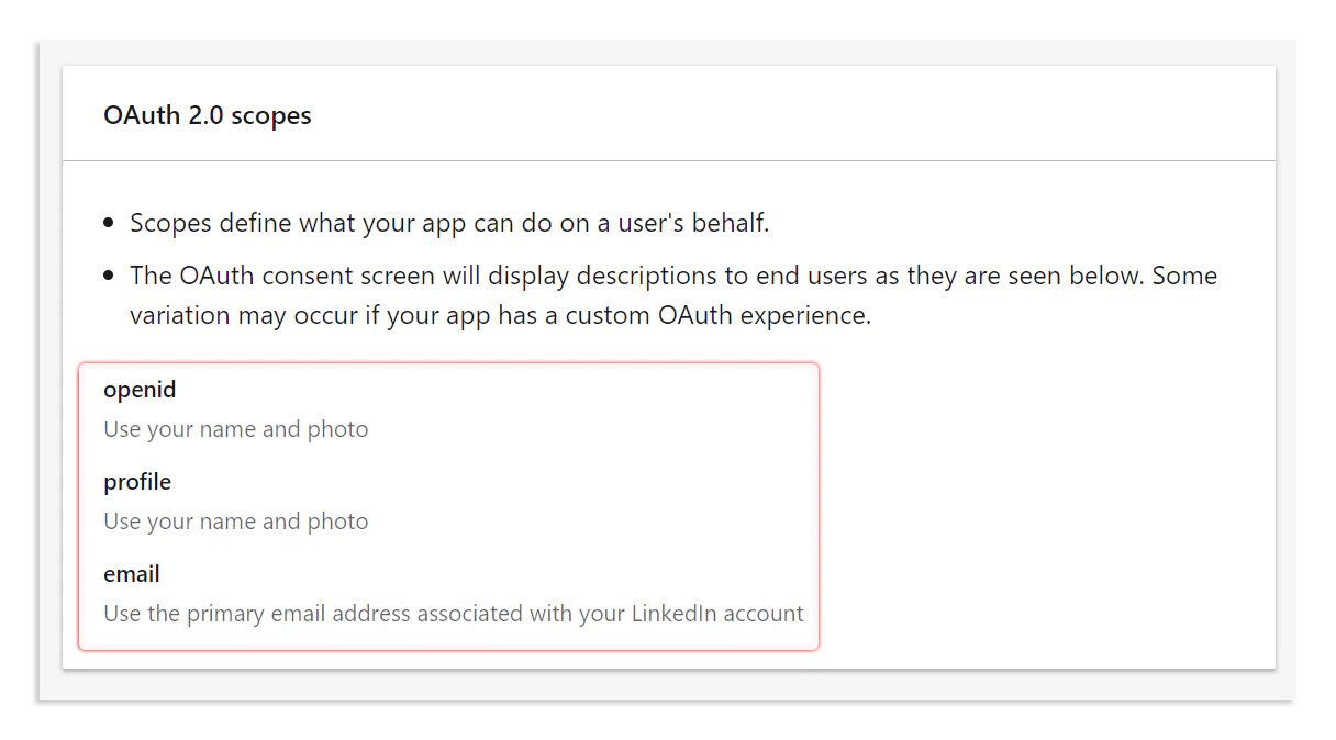 LinkedIn OAuth Scopes