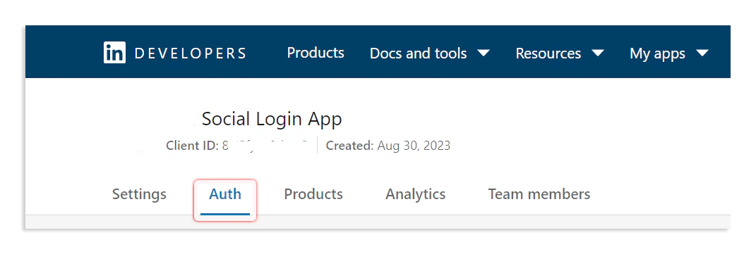 LinkedIn Auth Tab