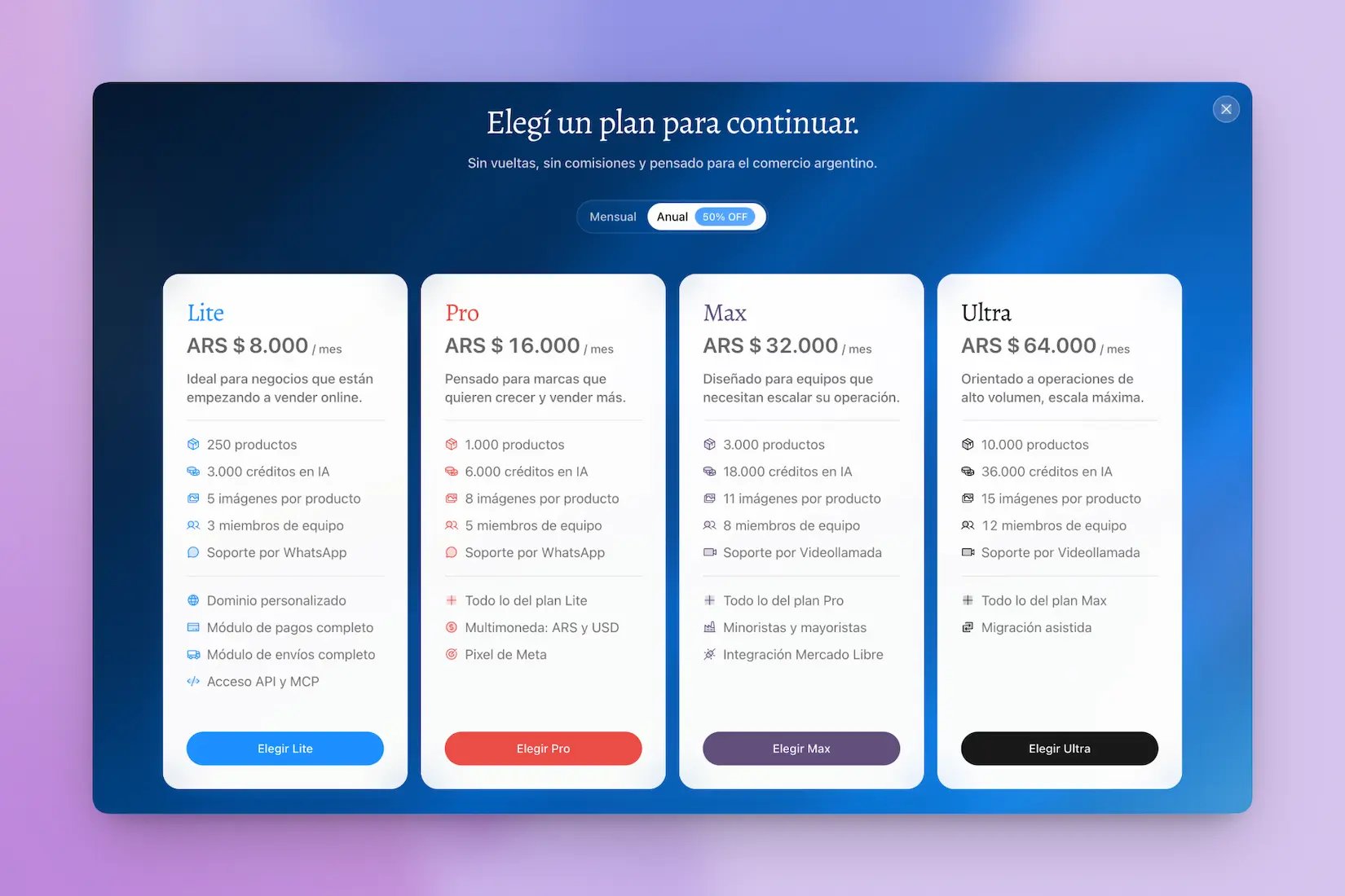 Planes de Mercantis: plan Ultra con más productos, créditos de IA e integrantes de equipo