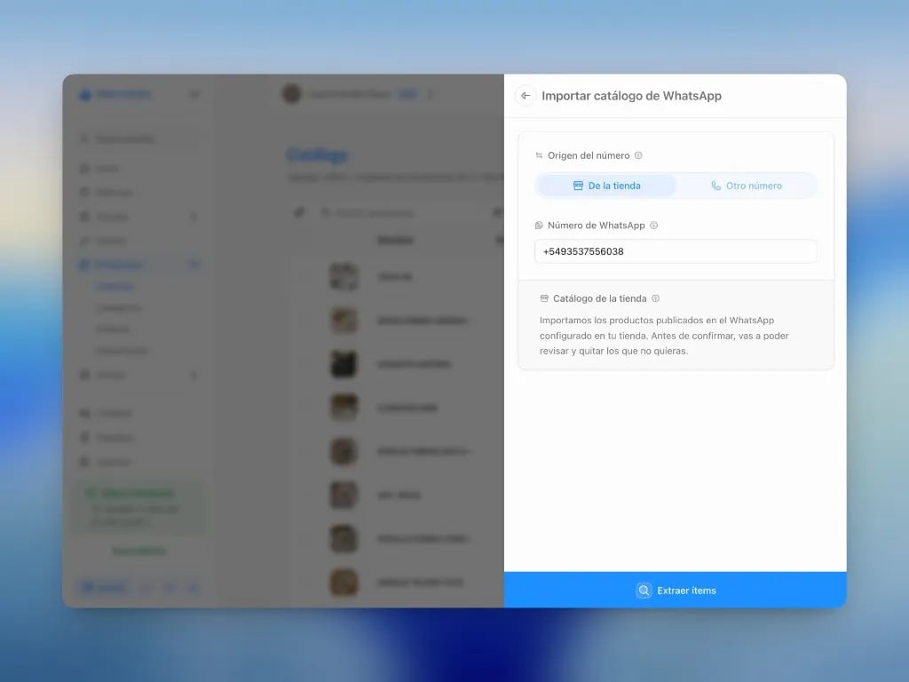 Importar catálogo desde WhatsApp Business