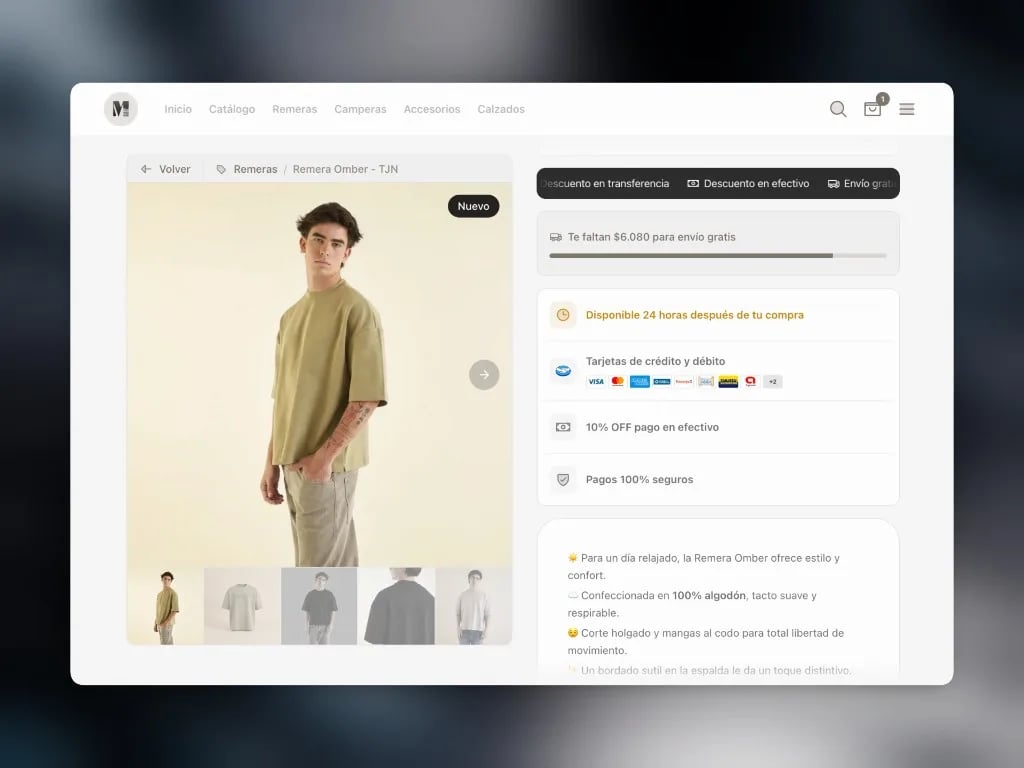 Ficha de producto: aviso Disponible 24 horas después de tu compra